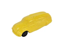 Vintage 1930-40's Sun Rubber Company 4" Yellow Passenger Bus Toy Original Tires