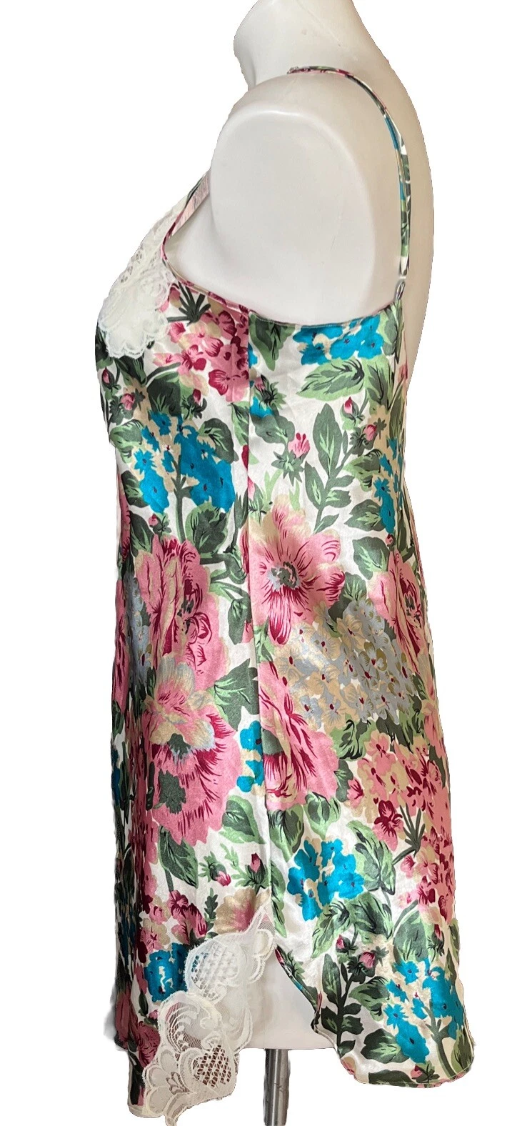 UNDERCOVER Abito donna vintage etichetta oro Victorias Secret chemise raso floreale slip M anni 90