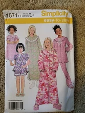 Simplicity 1571 - Child Nightgown, Robe, Long & Short Pajamas
