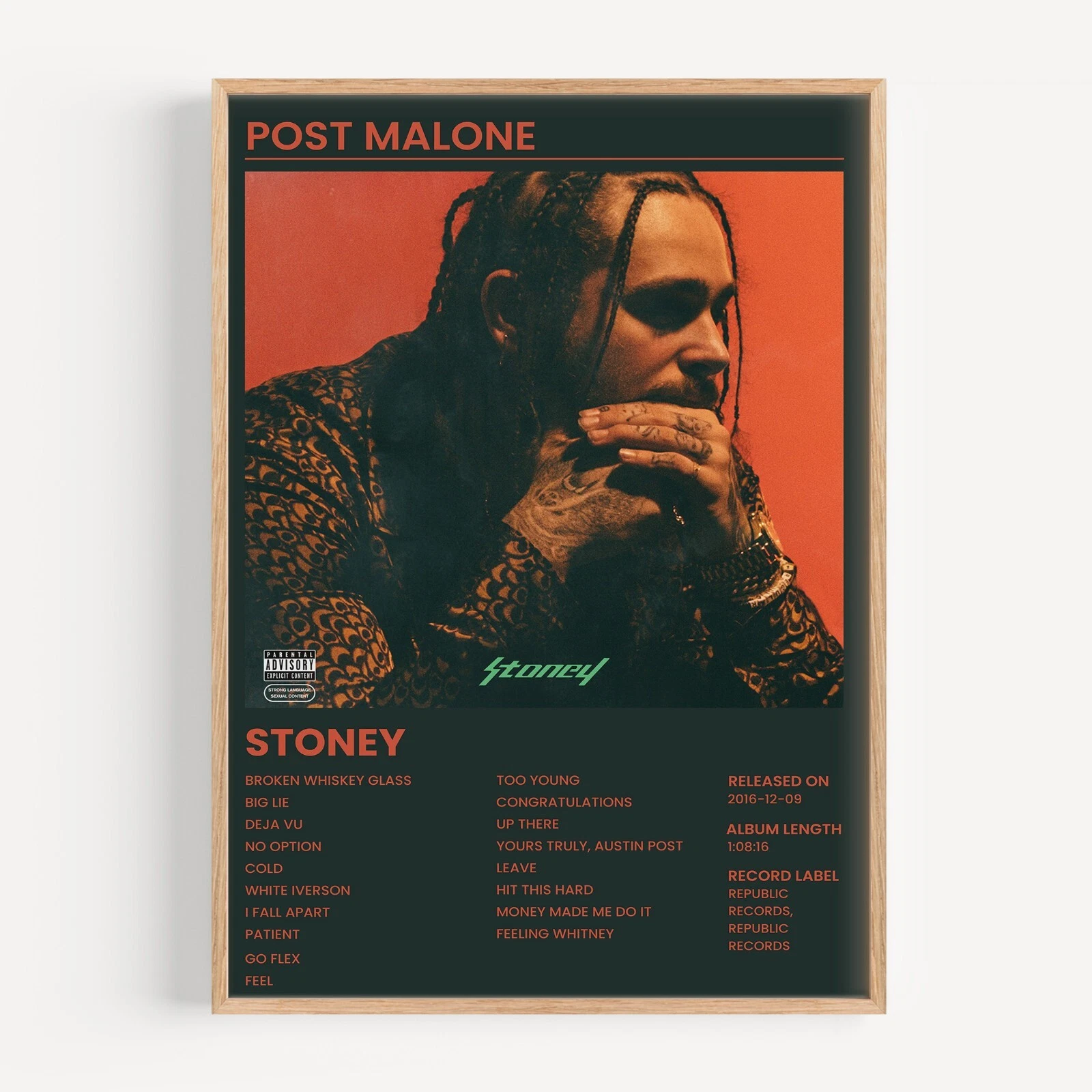 Post Malone Stoney Album Cover Music Poster Great Gift ID post-malone-stoney-album-cover-music-poster-great-gift-id