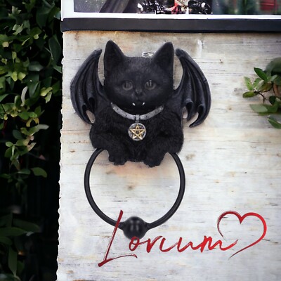 Original Nemesis Now Vampuss schwarze Fledermaus Katze Türklopfer 20 cm Geschenk Wohndeko