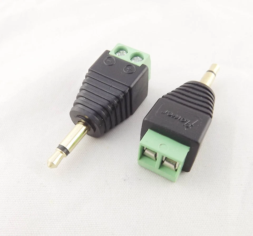 10x Adapter Converter 3.5mm 1/8" Mono Male Plug To AV Screw Video Balun Terminal - Image 2 of 4