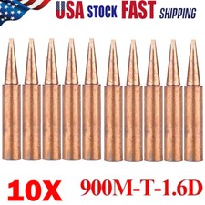 10x 900M-T-1.6D Pure Copper Soldering Iron Tips Set Lead-Welding Solder Tip Tool