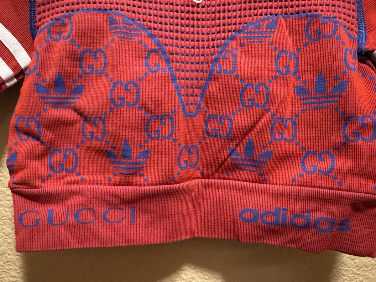 New Gucci x Adidas GG Supreme Logo Top Red Purple Size S | eBay