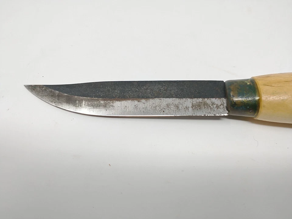 Vintage Yllas Finnish Puukko Nordic Wood Handle Sami Knife & Reindeer Fur Sheath - Image 3 of 4