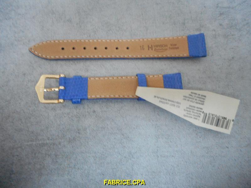 Bracelet De Montre Hirsch Rainbow Lezard Taille 16 - Cuir Bleu, Neuf Sans étiquette - Réf. 114a