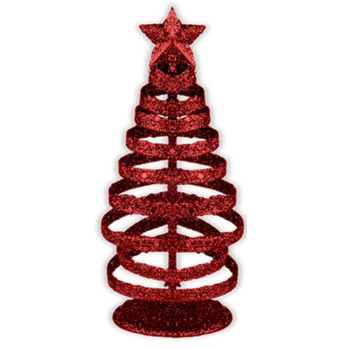 Red Glitter Xmas Tree Decoration 15cm Home Garden Street Christmas Tree Decor - Picture 1 of 7