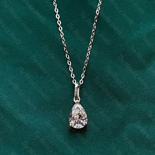 3.20 Ct Pear Moissanite Solitaire Pendant Without Necklace 14k White Gold Plated - Picture 3 of 9