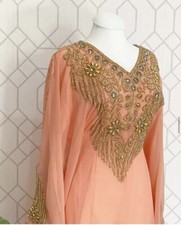 SALE Eid Moroccan Long Ramzan Farasha Dress Dubai Abaya Hand Work Gown Kaftan