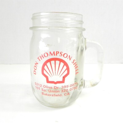 Thompson Shell VINTAGE SHELL GASOLINE MUG GLASS DON THOMPSON BAKERSFIELD CALIFORNIA ...