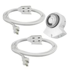 CP 6ft & 9ft SPT-2 Extension Cord w/ 2-Outlet Indoor Mechanical Timer, CPCO95001
