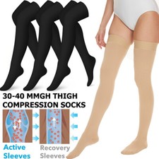Compression Stockings Thigh High 20-30 mmHg Silicone Top Band Men Women Socks