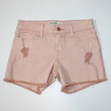 Abercrombie Kids Girl's Pink Denim Jean Raw Hem Distressed Shorts in size 9-10