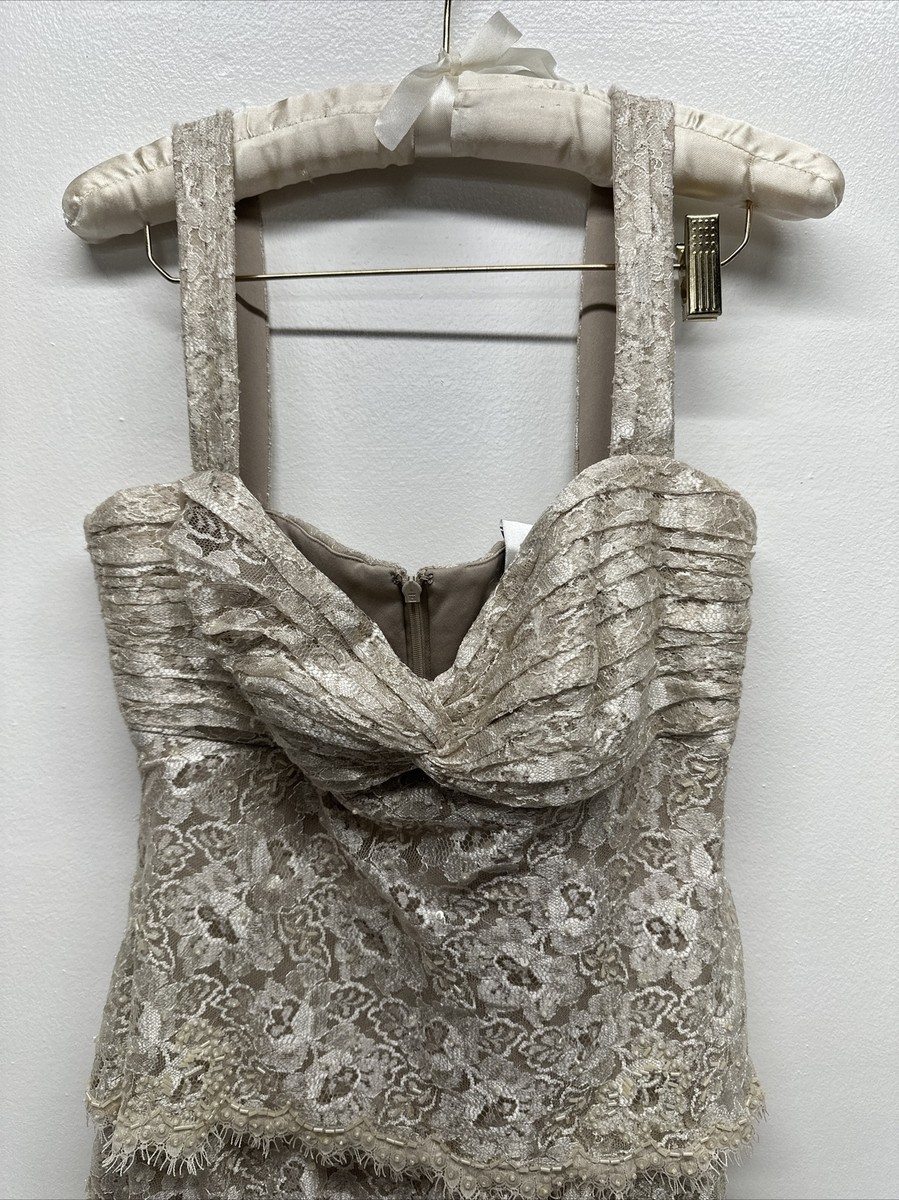 Tadashi Shoji Midi Dress Layered Tiered Lace Cream Ivory New NWT Size 10 |  eBay