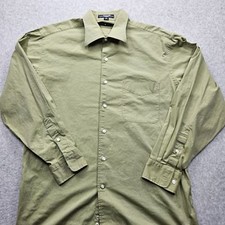 Tommy Hilfiger Men's 16 Khaki Green Button-Down Long Sleeves with Front Pockets