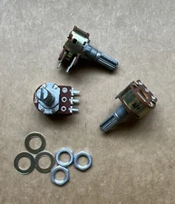 5pcs Alpha B50K Dual Gang Linear Rotary Pot PCB Mount 20mm Knurled Shaft