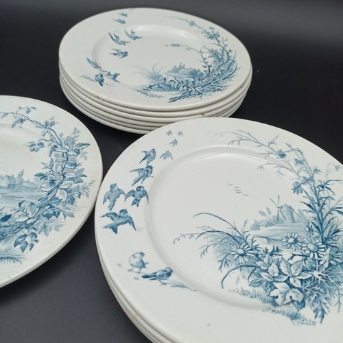12 ASSIETTES À DESSERT EN FAÏENCE DE GIEN Modèle PAYSAGES - Foto 14 di 18