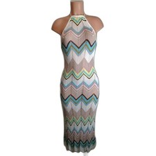 Multicolor Chevron Halter Dress Size Medium
