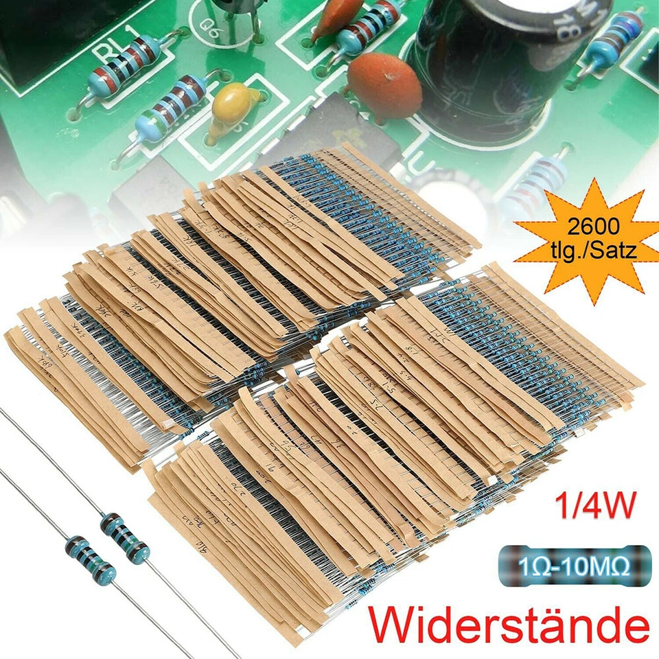 2600stk Widerstände Resistor Metallfilm 1/4W Widerstand 1Ω-10MΩ Sortiment Set - Bild 2 von 4