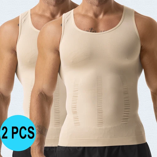 T-shirt canotta da uomo body shaper ventre compressione petto cintura - Foto 27 di 29
