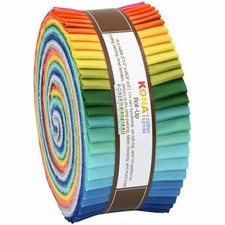Precut Fabric 40 Strips 2.5" Cotton Jelly Roll Kona Summer Colorway RU-287-40