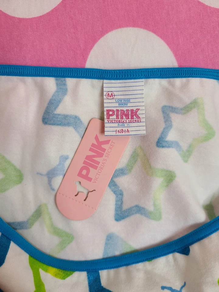 ☆RARO Victoria's Secret ROSA Vintage Gráfico Algodón Tiro Bajo Bikini Panty Talla M☆ Foto 4 de 4