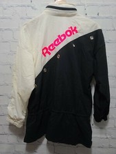 Vintage Reebok Windbreaker Jacket Hooded Black Neon Pink Women's Small    C2