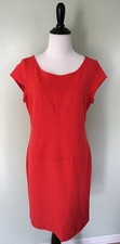 BANANA REPUBLIC Red Pink Scoop Neck Cap Sleeve Career Work Stretch Dress Sz 10
