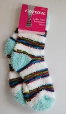 Carnival Ladies Super Soft Slipper Socks One Size Multicolor Fuzzy