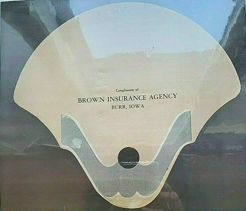 Vintage Advertising Fan – Brown Insurance Burr, Iowa | 1950s Cardboard Display - Picture 4 of 4