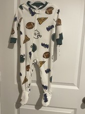 Carters 18mos Footed Pajamas With Football Theme Warm Comfy Cozy