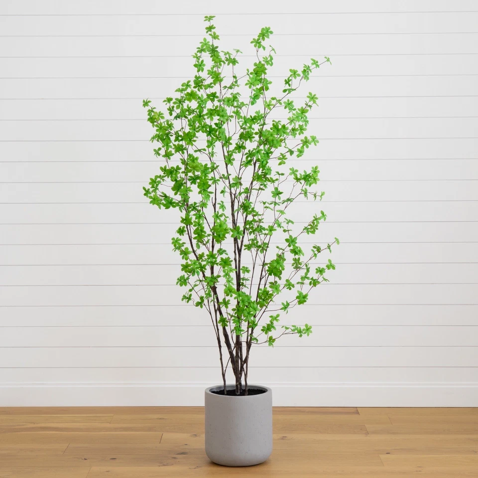 Árbol Enkianthus artificial de 7’ con maceta de piedra decoración del hogar. Venta al por menor $549 Foto 2 de 4