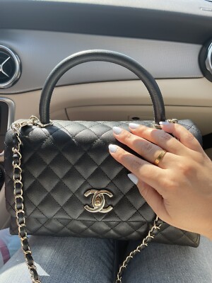 21P Chanel Coco Handle Black Caviar Gold Medium | eBay