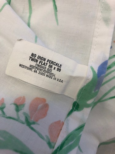 Vintage West Point Pepperell Twin Sheet Set Floral Flowers 1 Flat 2pillows - Picture 5 of 6