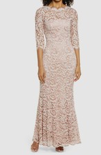 Eliza J Women's Pink Lace Bateau Neck Mermaid Gown Dress Size 6