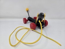 Retro Brio Walking Pull Toy Retro Black Dog Dachshund 7" Spring Tail String