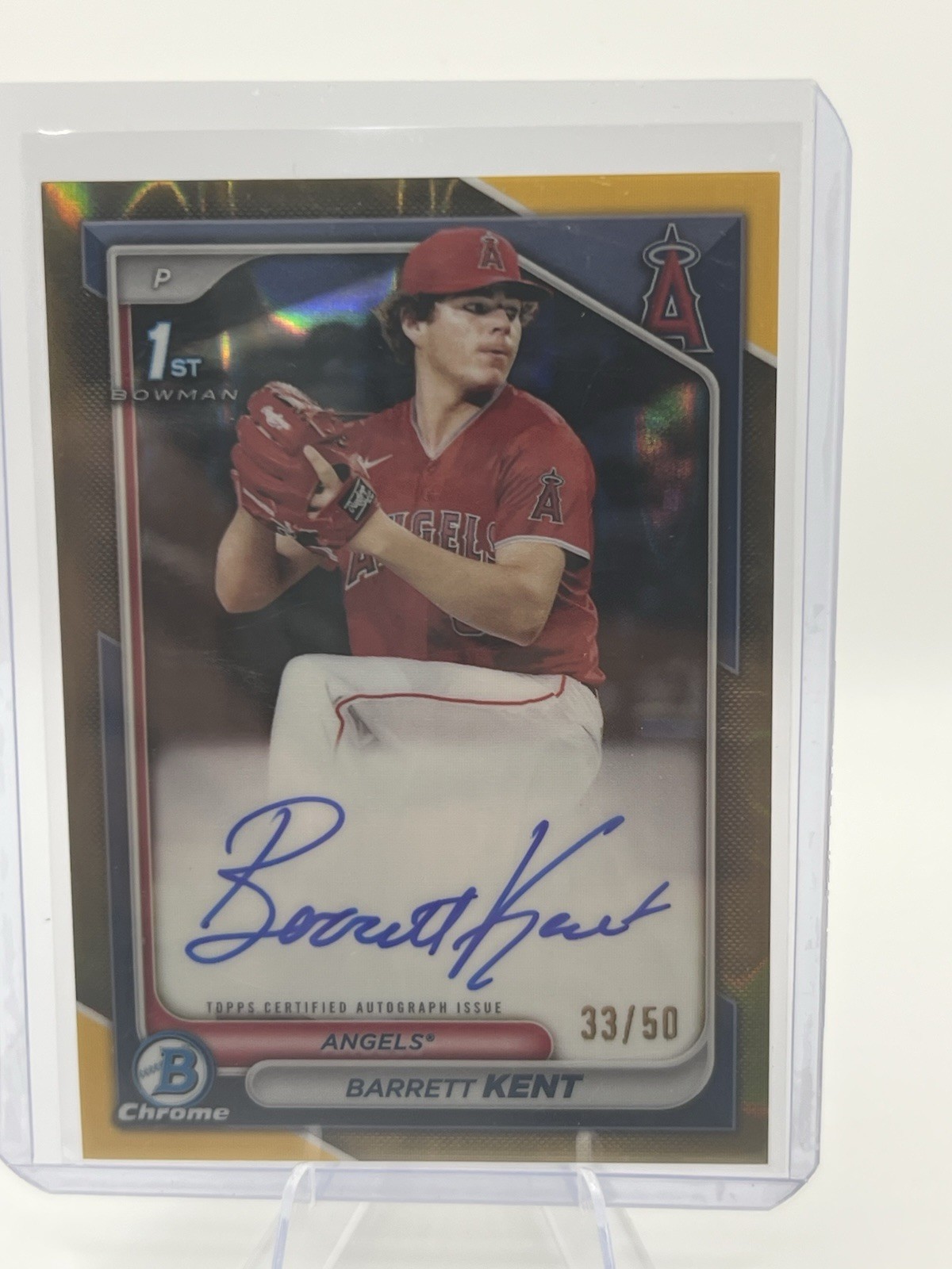 2024 Bowman Chrome 1st- Barrett Kent Auto 33/50 Gold Lava Los Angeles Angels