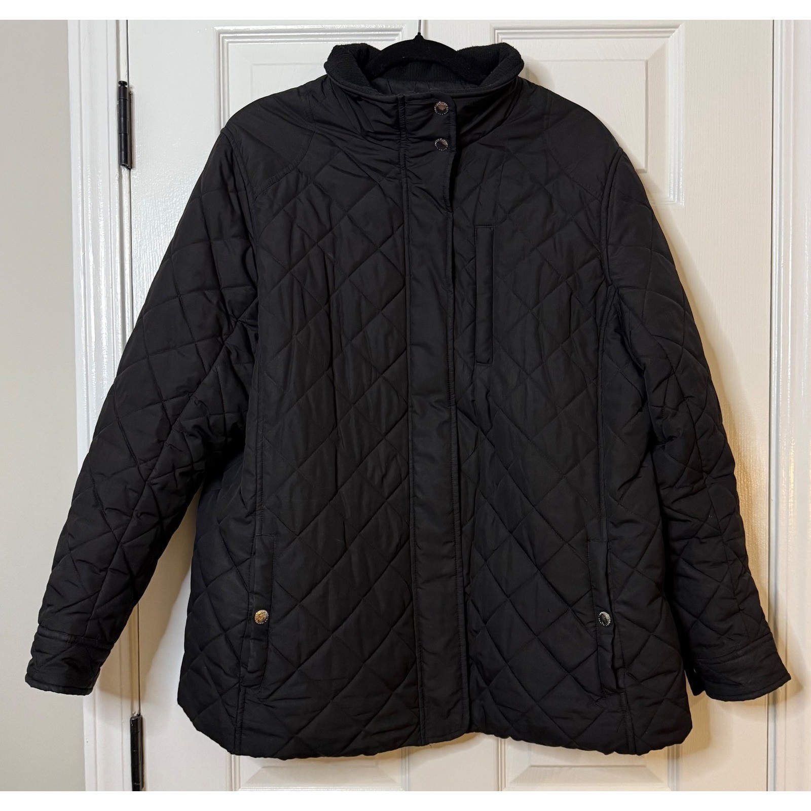 Lauren Ralph Lauren Black Quilted Barn Jacket Full Zip, Womens 2XL