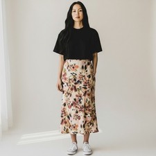 Lost + Wander Floral Cream Thea Midi Skirt in...