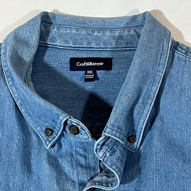 Croft&Barrow Shirt Men's 2XL Denim Blue Long Sleeve 100% Cotton Button-Down - Image 3 of 4