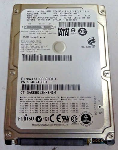 FUJITSU *** MJA2160BH *** 160 GB *** SATA HDD Notebook 2,5 Zoll #NFP1536