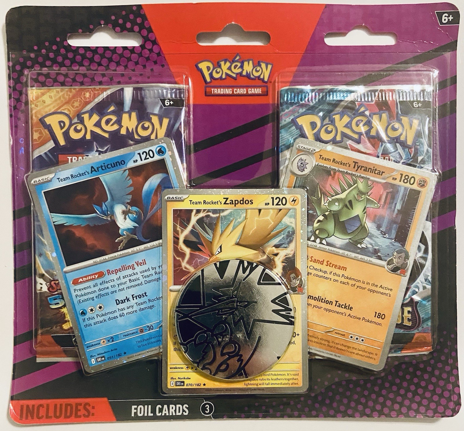 POKEMON TCG: BLISTER 2 Booster Packs 3 FOIL Articuno, Zapdos, Tyranitar - Sealed