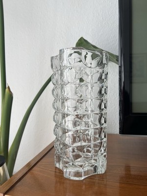 Vintage Luminarc Windsor Blockvase Glasvase France 70er