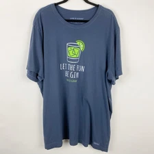 Life Is Good Blue Let the Fun Begin T Shirt Mens XXXL Crusher Lite Cocktail