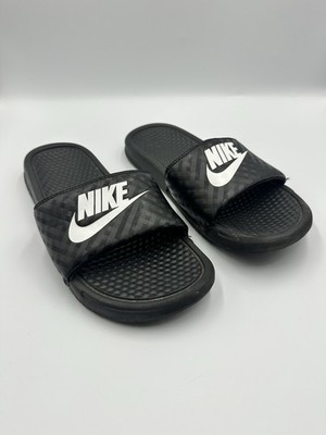 Nike Benassi Just Do It Women s Sandal Flip Flops Slides Black/White | 9