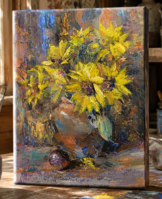 Jay Jack Jung (b. 1955) Original Flower Still Life Painting, Signed, OOAK, COA