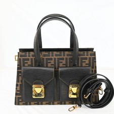 Authentic FENDI Zucca pattern Handbag Brown Canva leather B2190SJ802