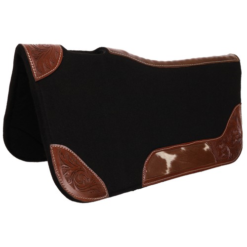 Showman 31" x 32" Blazing Hide Contoured Black Felt Saddle Pad - Picture 2 of 2