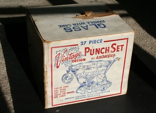 Vintage 27-piece Punch Set, Anchor Hocking, 1960s, 1 cup substitute