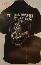 TATTOOED & EMPLOYED WORK SHIRT DIKIES TATTOO GUN M L
